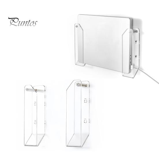 Wall Mounted Tablet Holder for Kitchen Acrylic Laptop Mount Holder, Space Saving Adjustable Stand, Adhesive And Screw Universal Device Dual
