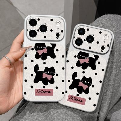 Polka Dot Bow Cat for iPhone17promax Mobile Phone Case Apple 16 Anti-drop Soft 14/13/15 Women