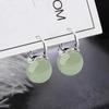 Silver Natural Light Green Resin Drop Earrings Hypoallergenic For Daily Wear Gifts