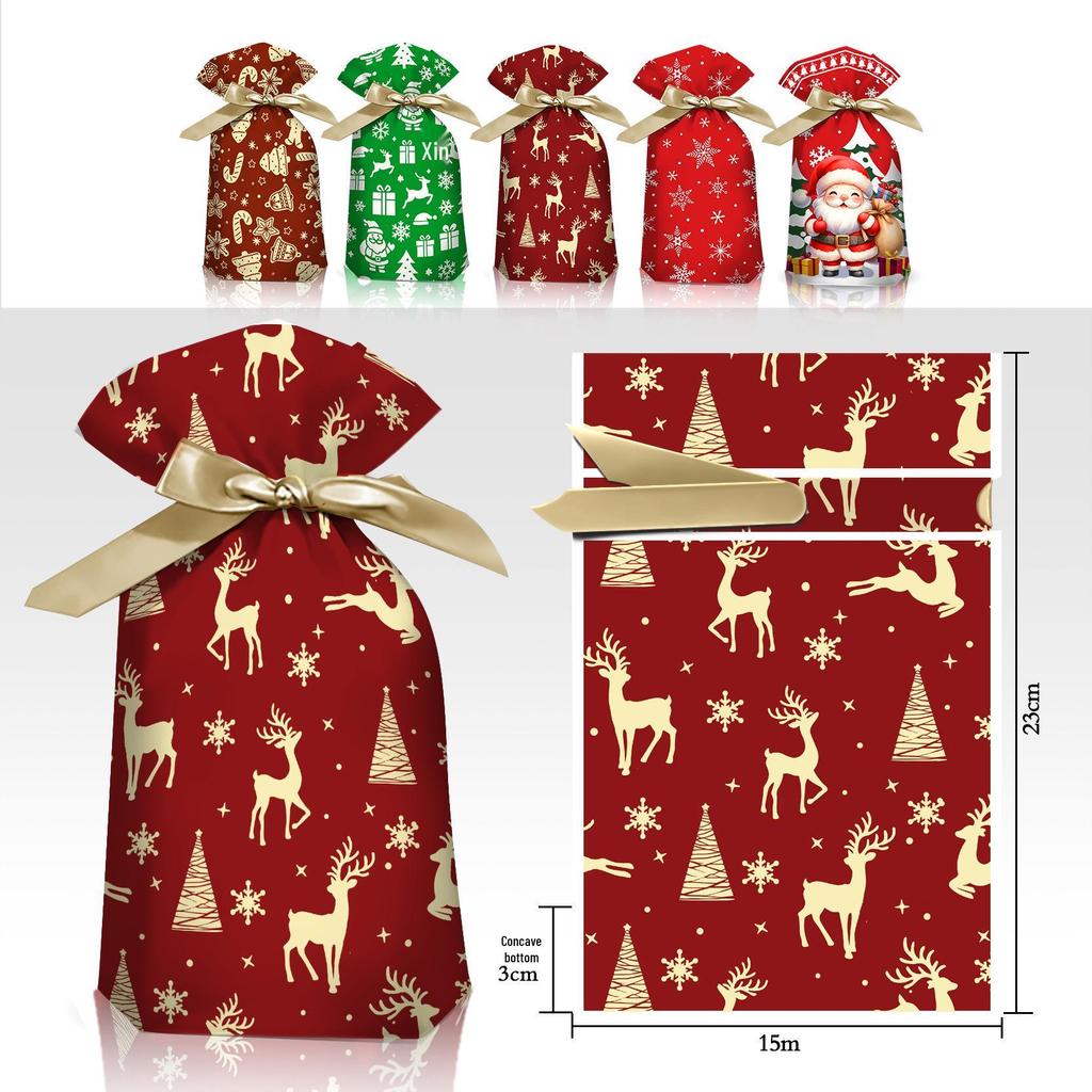 50pcs 2025 Christmas Candy and Cookie Gift Bags with Ribbon Drawstrings