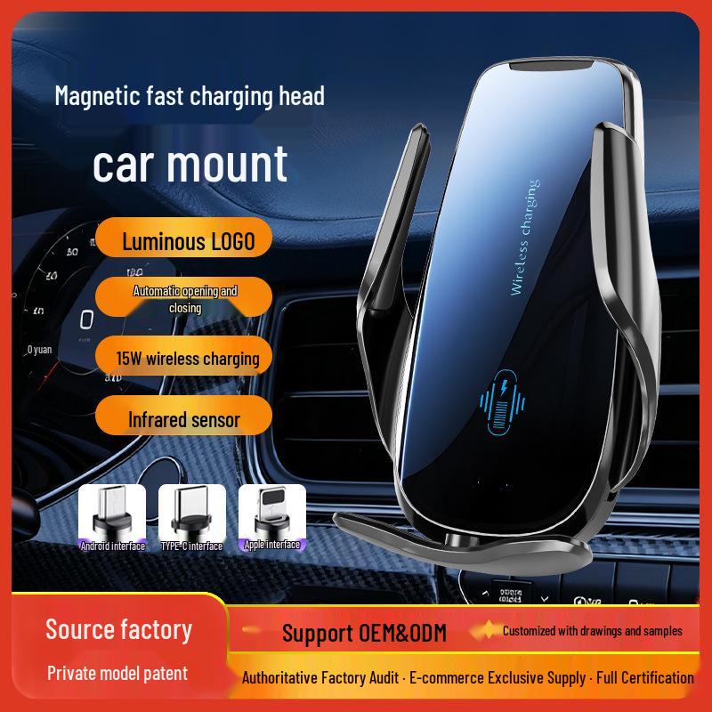 

Q95 Wireless Charging Car Phone Holder with Electric Open/Close and Adjustable Horizontal Air Vent Mount. Q95 Moon Silver