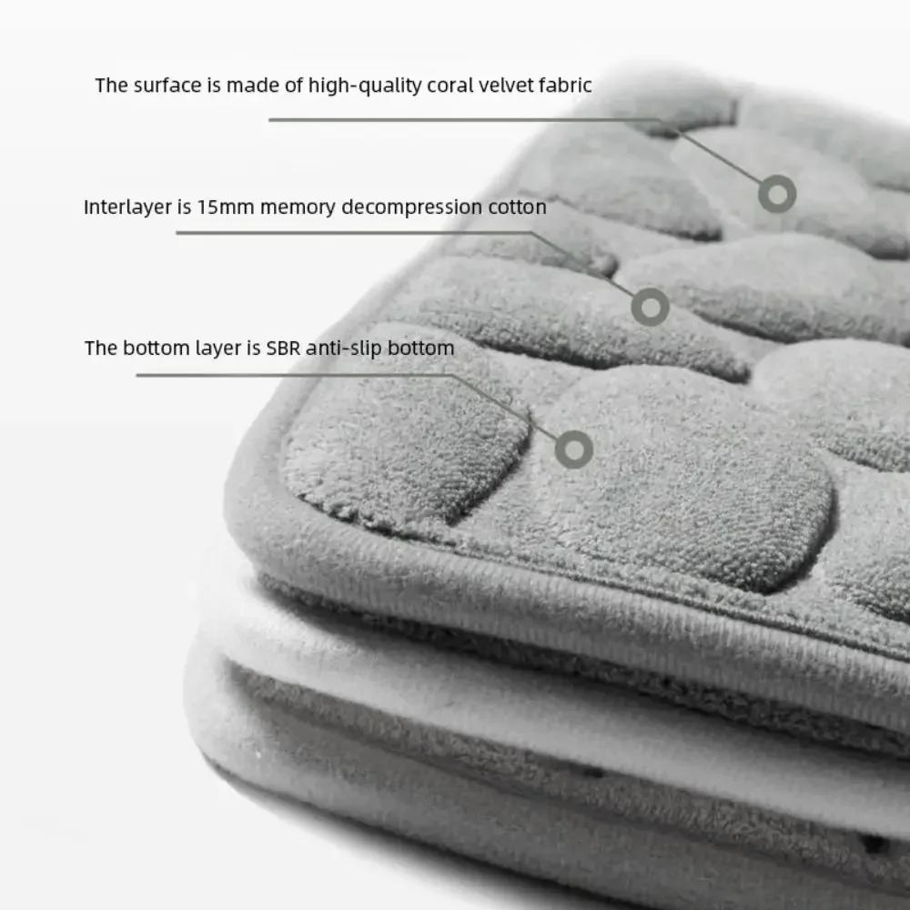 Practical Cobblestone Bath Mat Non-slip Thickened Shower Doormat Absorbent Soft Bathroom Floor Mat