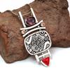 Rhodonite CoralGemstone Mother's Day Handmade Silver Jewelry Pendant  3.25"