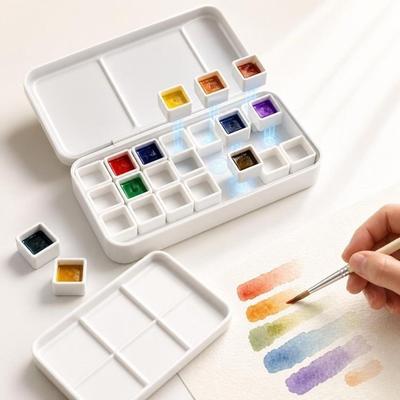 24 Pcs Portable Pan Palette Mini Empty Watercolor Pans Empty Magnetic Paint Pans  Student