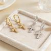 S925 Sterling Silver Zirconia Cross Earrings - Elegant, Simple, and Versatile European & American Design