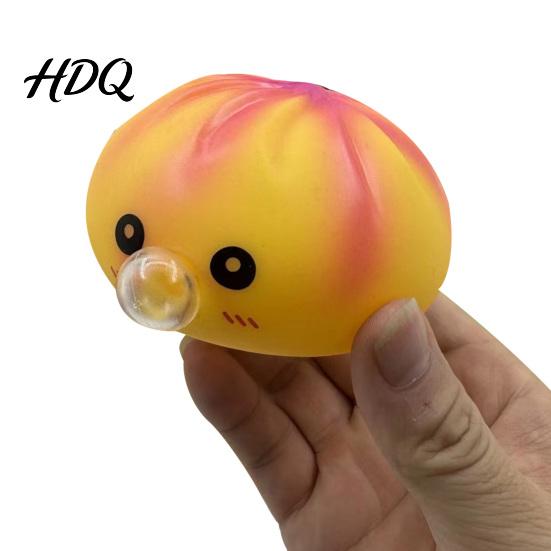 Anxiety Relief Toy Bubble Blowing Dumpling Squeeze with Steamer Box Soft Steamed Stress Gadget Bun Sensory Decompression Dough Ball Fidget