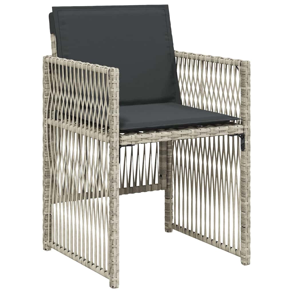 Garden Dining Set 9 pcs Light Grey Powder Coated Steel