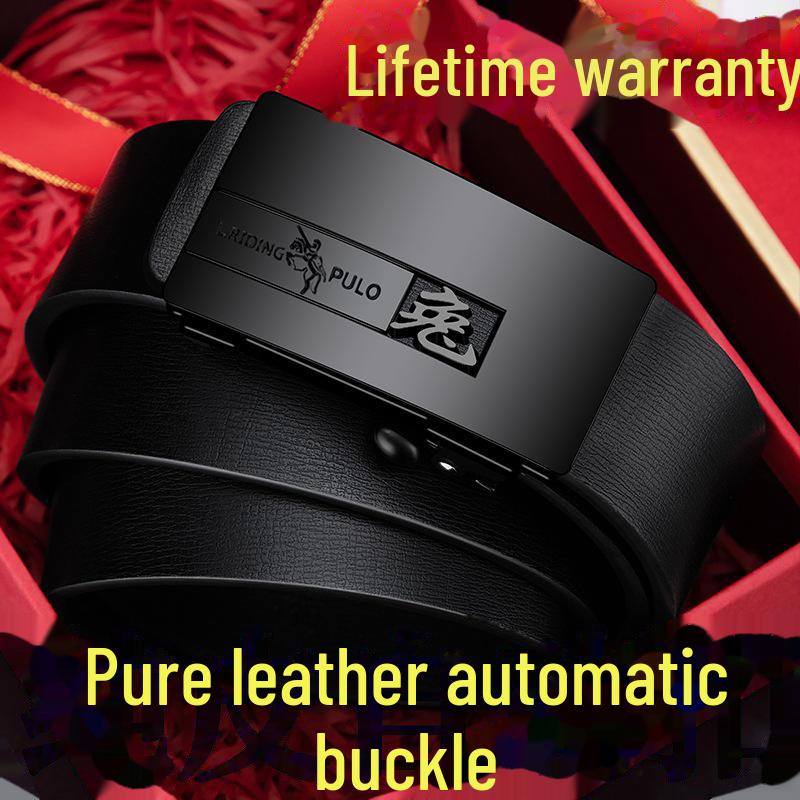 Paul Men's Genuine Leather Automatic Buckle Belt - Versatile Fashion for Business