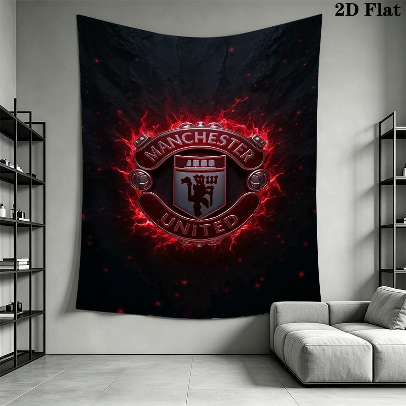Manchester United Wandteppich Ästhetischer Wandbehang Gedruckter Stoffdecke Dekorative Wandteppiche für Schlafzimmer Wohnzimmer Heimdekoration