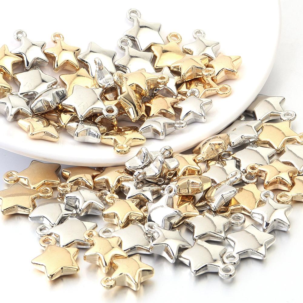 50Pcs/lot CCB Star Bead Pendant Popular Simple Loose Charms for Jewelry Making Accessories DIY Necklace Bracelet Keychain