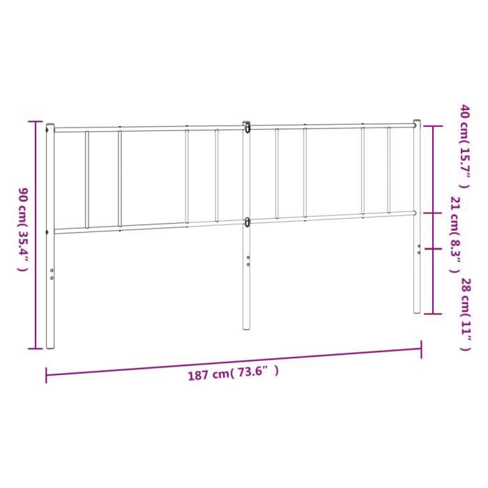 VidaXL White Metal Headboard 180 Cm 352565