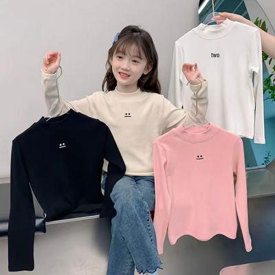 Maglietta a maniche lunghe con collo alto in pile da bambina - Top base caldo per autunno e inverno
