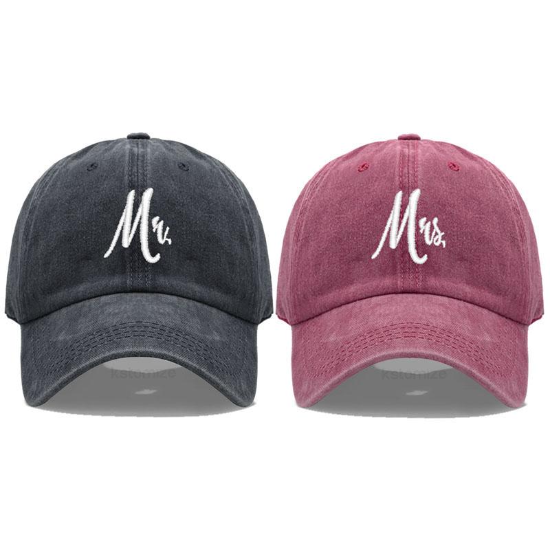 Passender Herr. & Frau. Baseballkappe Herren Damen Baumwolle Stickerei Sport Golfkappen Brautgeschenk Frischvermählte Flitterwochen Hochzeitsgeschenk