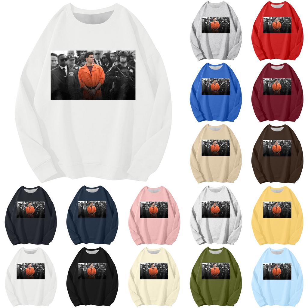 Unisex Casual Fashion Printed Round Neck Loose Long Sleeve Sweater Top