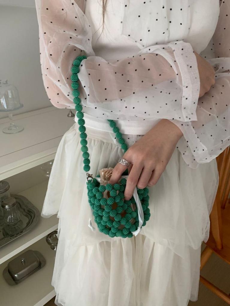 Series beaded acrylic bucket woven bag niche design portable messenger bag