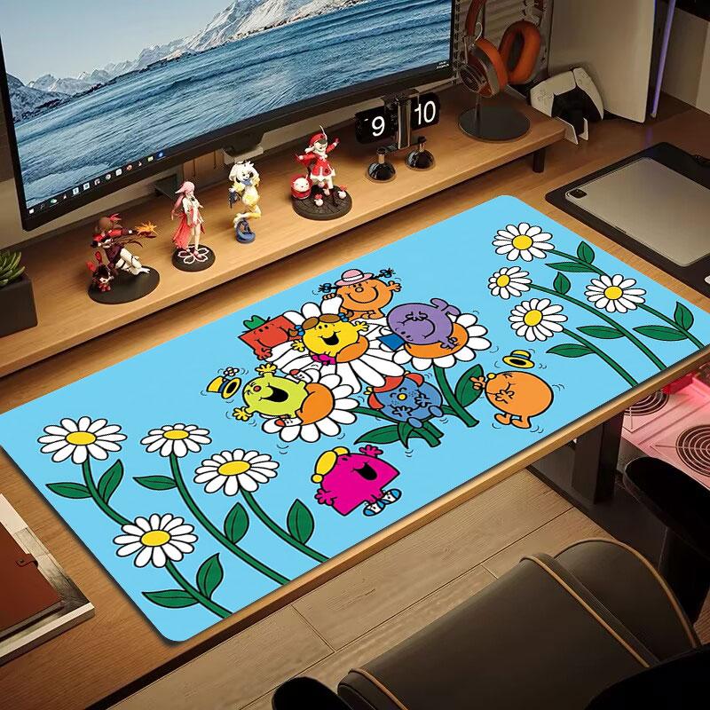 Mr. Men Little Miss Large Size Mouse Pad Large Gaming Table Cushion Non-slip Laptop Tablet Big Mousepad XXL Mat Mini PC Playmat With Lock edge