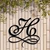 Metal Wall Art Monogram H Elegant Cursive Iron Design Outdoor Indoor Decor Weather Resistant Garage Farm Personalized Gift