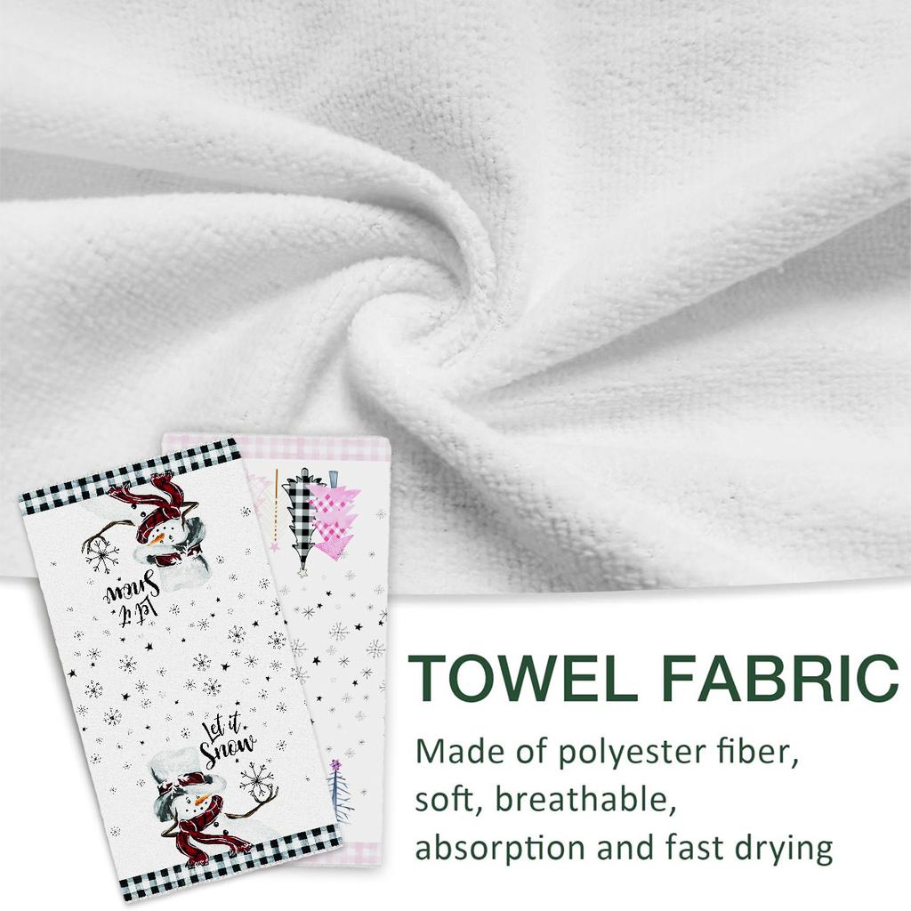 Cross-border Christmas gift towel microfiber cartoon snowman printing kitchen hand towel to print