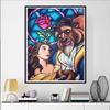 Disney Diamond Painting Belle and The Beast Stained Glass Artwork Cute DIY Rhinestone Mosaic Cross Stitch Kit Embroidery Gift Home Decor