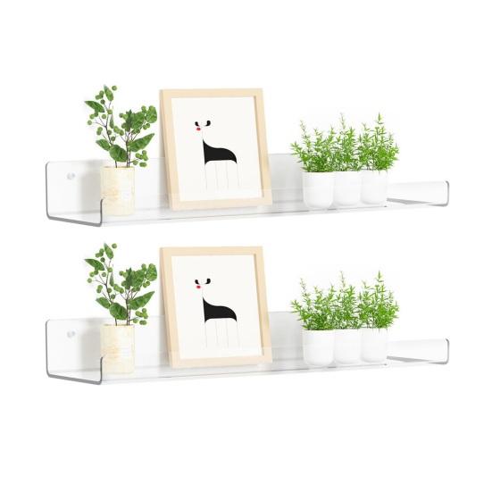 Transparent Floating Shelf Acrylic Bathroom Shelf Modern Wall Mounted Shelf for Perfume Decoration