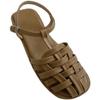 Fashion Large Size Low Sandals Woman Leather Big Low-heeled Slides Hoof Heels PU Fabric Rubber Fretwork Large Size Low Sandals Woman Lea