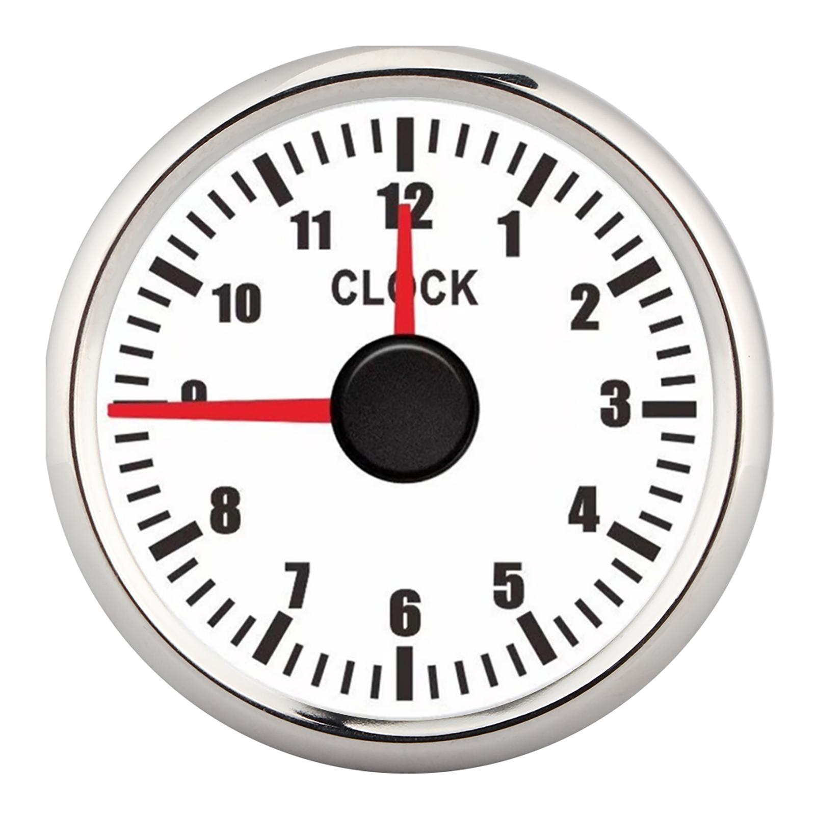 

2-дюймовый универсальный 0-12-часовой счетчик часов, приборная панель, датчики, дисплей, красная подсветка 12 В/24 В для автомобиля, лодки, яхты, 52 мм, датчик часов белый