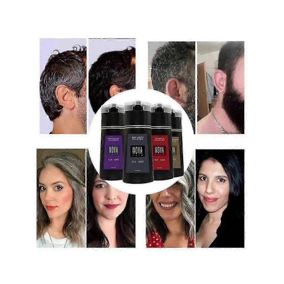 (Dark Brown) Nova Hair Dye Shampoo, Nova Hair Instant Dye Shampoo,Hair Color Shampoo for Hair