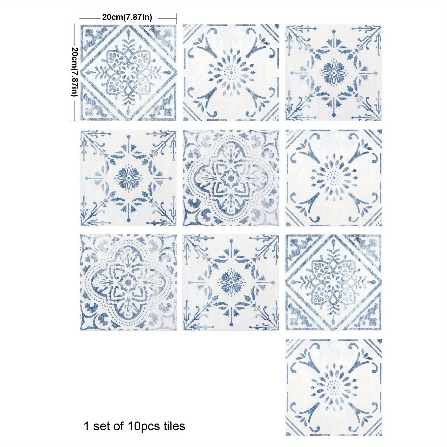 

10 шт. ретро геометрическая наклейка на плитку для кухни, фартук, маслостойкая ванная комната, водонепроницаемая, домашний декор, наклейки на стены, пилинг, художественная фреска 20X20cmX10Pcs