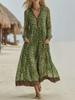 Vintage Wild Leopard Print Hooded Long-sleeved Long Dress Half Zipper V-neck Elastic Waist Swinging Seaside Vacation Dress