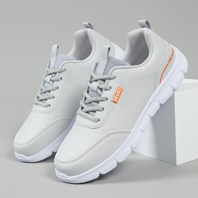 

2026 New Designer Shoes Men Casual Sports Shoes for Men Leather Non-slip Lightweight Walking Fitness Sneakers Zapatos De Hombre 38 серый