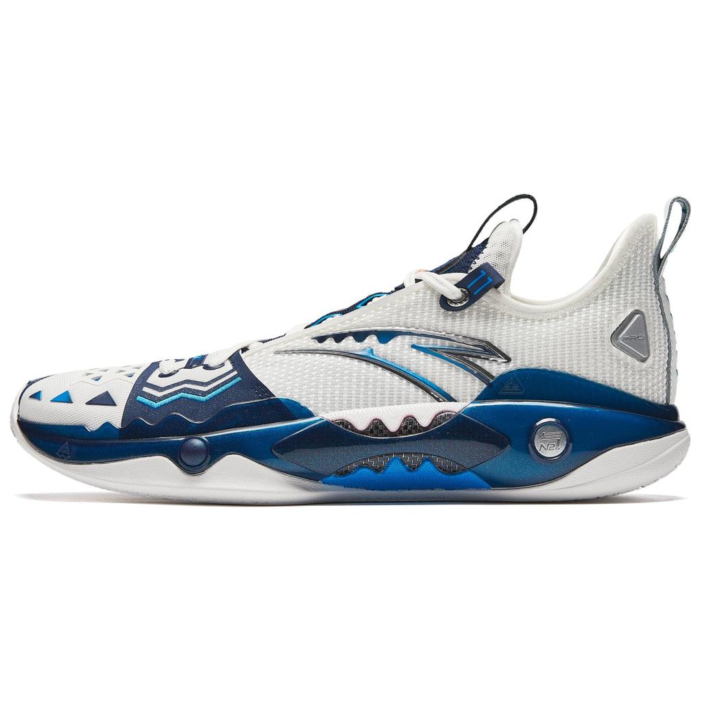 New Anta Frenzy 5 Pro Cushioning, Wear Resistant Low Top Basketball Shoes Men's White Blue 112421111S-5
