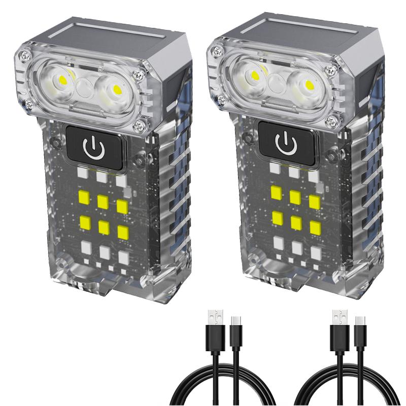 Mini Portable EDC Keychain Flashlight USB Rechargeable Work Emergency UV Detection Torch Bright Outdoor Camping Lantern