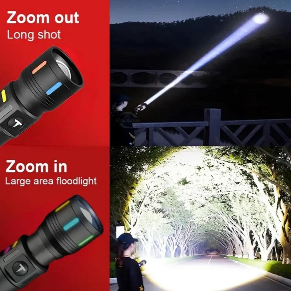 New High Power Led Flashlight Portable Zoom Torch Light USB Rechargeable Flashlights LED Lantern Strong Light Fishing Lamp