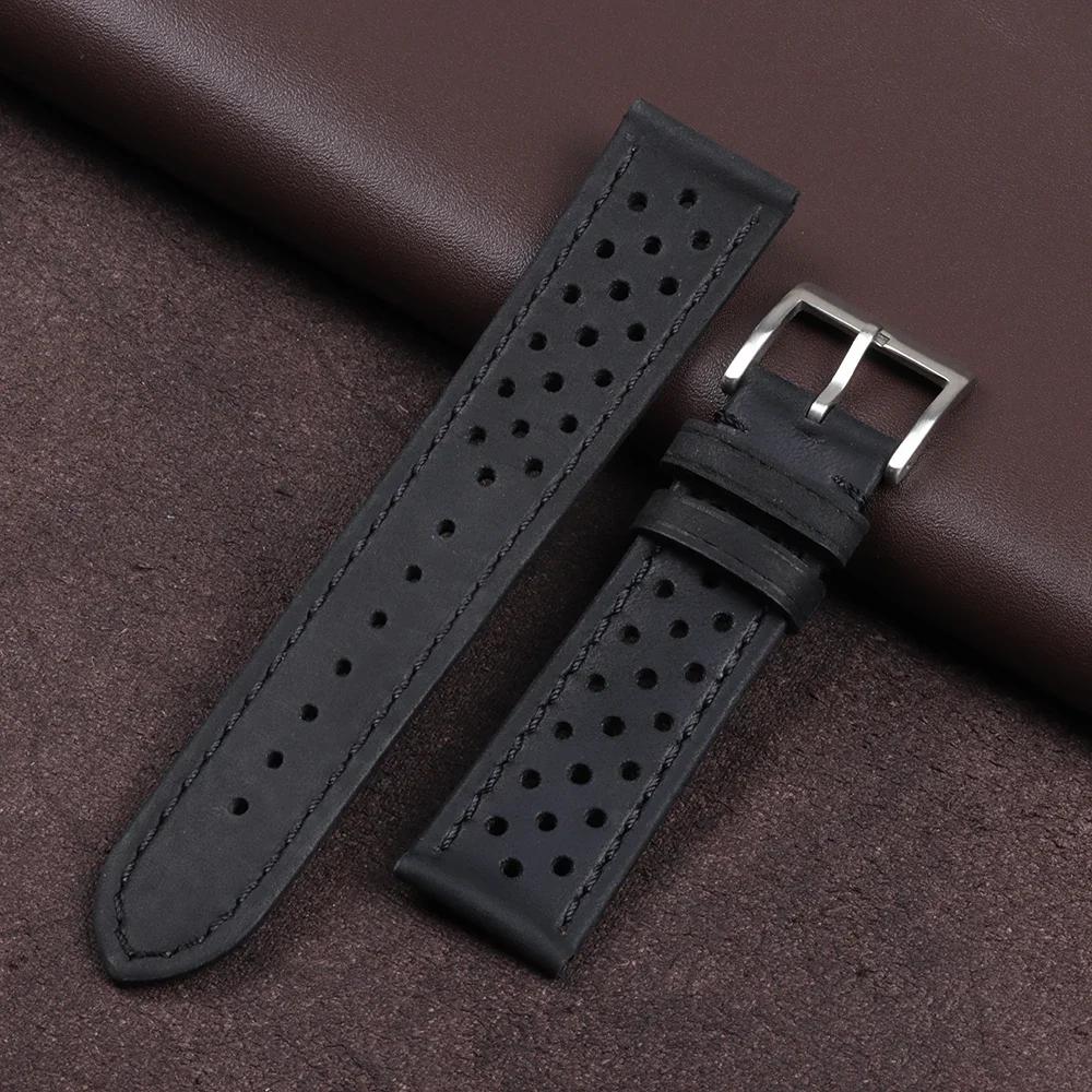 18mm 20mm 22mm Handmade Leather Strap Vintage Cowhide Band Men Women Universal Watchband Breathable Sport Bracelet Accessories
