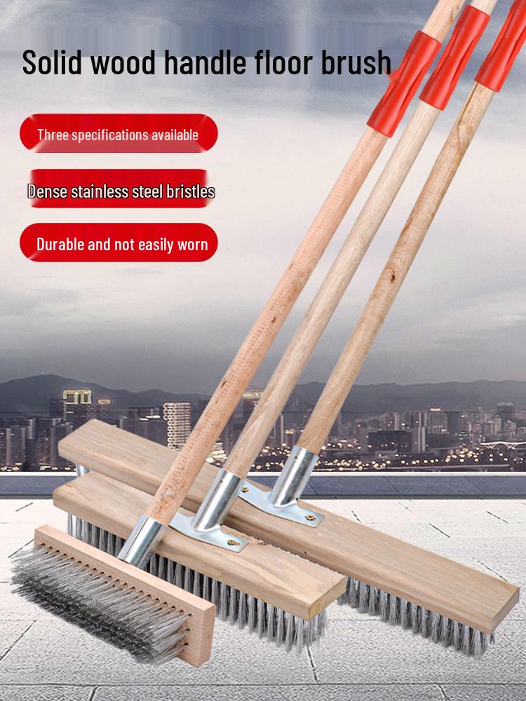 Long-Handled Stainless Steel Wire Brush for Household Floor and Toilet Cleaning