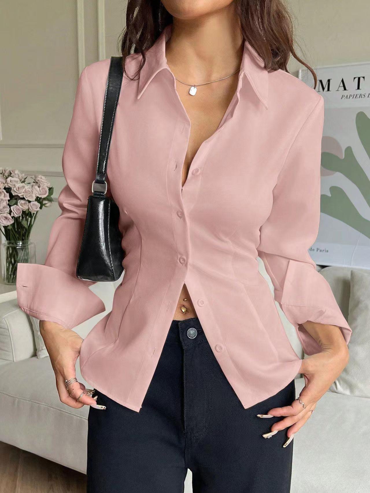 

Трендовая Шикарная Приталенная Необычная Рубашка Small розовый