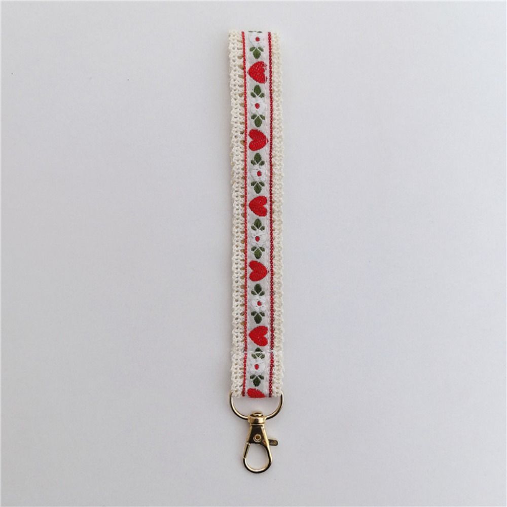Anti-Lost Ethnic Style Lanyard Colourful Flower Keychain Versatile Lace Wrist Strap Women