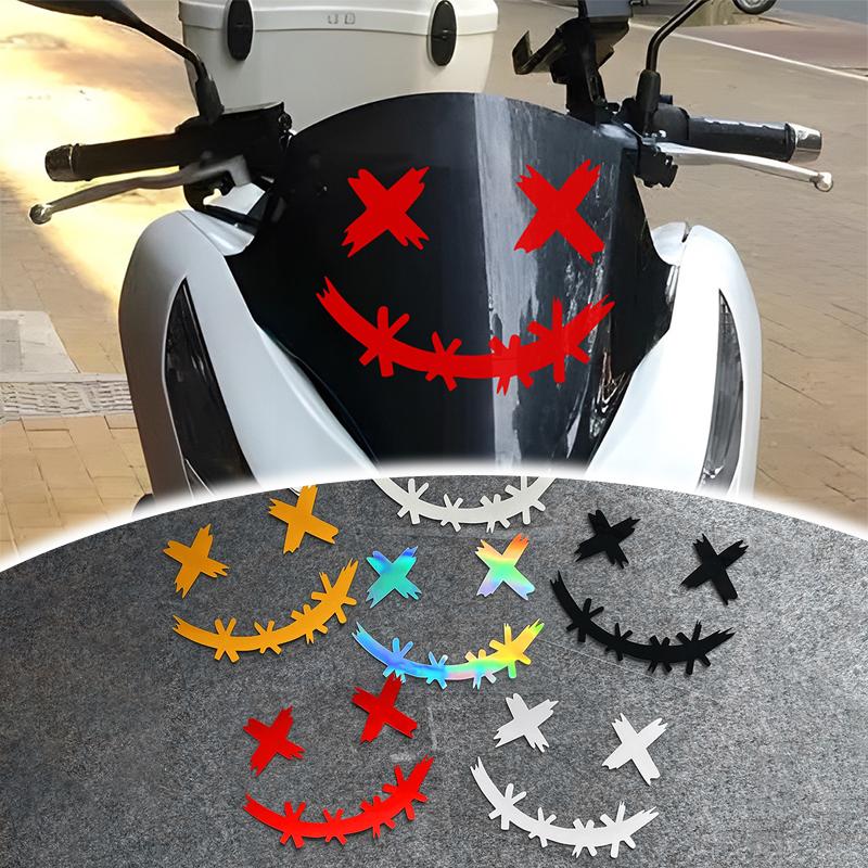 Wasserdichte Reflektierende Aufkleber Für Motorradhelm, Dämon Grinsendes Gesicht Aufkleber, Autokarosseriedekoration, Autoaufkleber, Laser