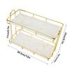 Bathroom Storage Rack Gold White 2 Tier Makeup Shelf Humanized Structure Anti Slip Counter Organizer Bathroom Counter Organizer