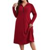 Ladies' Solid Color Elegant Zipper Round Neck Women's  Stripe Dress