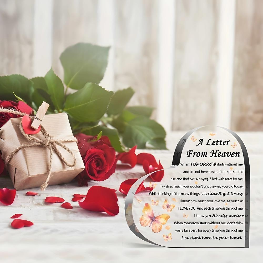 Dárek kondolence, dekorace s motýlem - Dopis z nebe: Pamětní dárek pro ztrátu matky, otce, manžela nebo syna, na památku a pro...