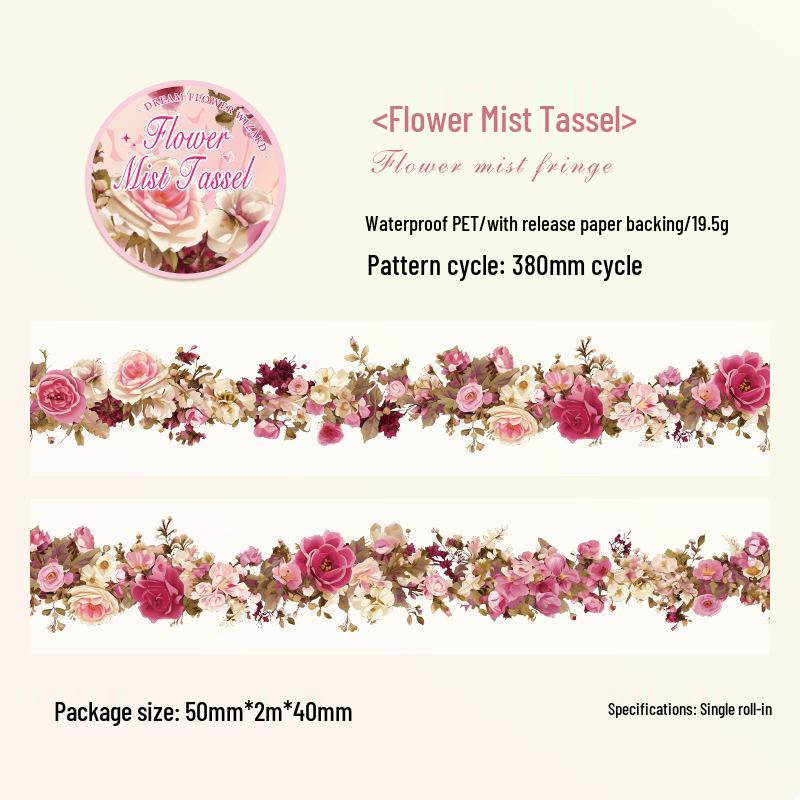 Dream Flower Fairy Tale Washi Tape Roll - Floral Decorative Stickers for Children's Journals