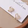 gold and Miyabi Grace Women's earrings, non-pierced earrings, popular, painless, heart, pearl, white, small, mature, elegant, delicate, small,