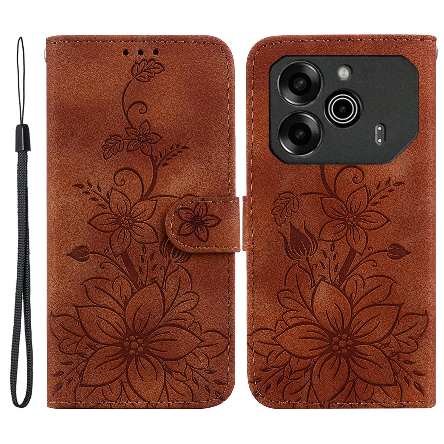 

For TECNO Pova 6 5G/6 Pro 5G Wallet Phone Case Lily Imprint Scratch-Proof Leather Flip Cover B