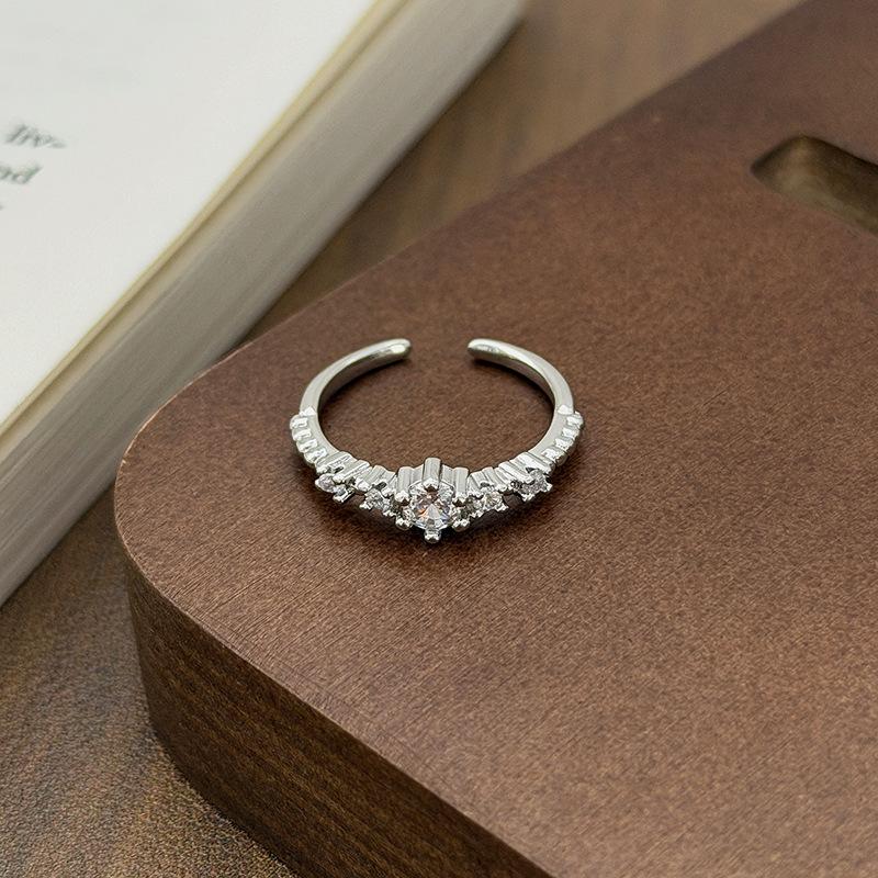 Exquisite Light Luxury Diamond-Encrusted Zir*****Pen Ring Niche High-End Bow Stacked Ring Woman Adjustable opening