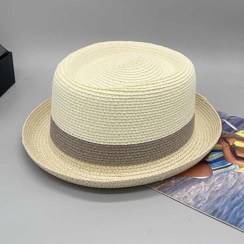 New Straw Hat Men's and Women's Jazz Hat British Sunshade Travel Holiday Fashion Top Hat Trendy Hat Ring Hat