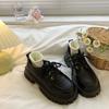 Black thick-soled heightening lace-up small leather shoes for women in autumn and winter 2025, new retro British versatile velvet single
