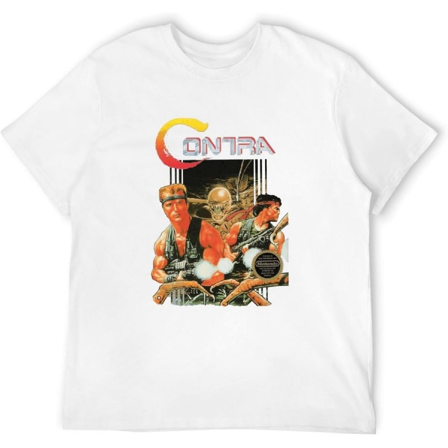 ESSERYRFG Men s Contra Retro NES Box Art Video Game T-Shirts White XXXXXL белый