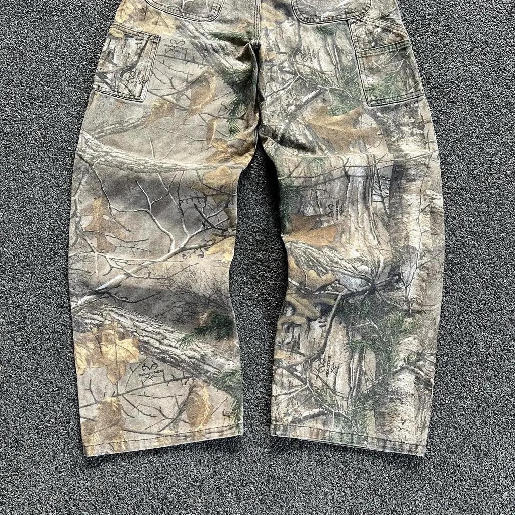 Leaf Print Jeans 2000s USA 2000s Retro Oversized Hip Hop Streetwear Goth Fashion Loose Casual Pants