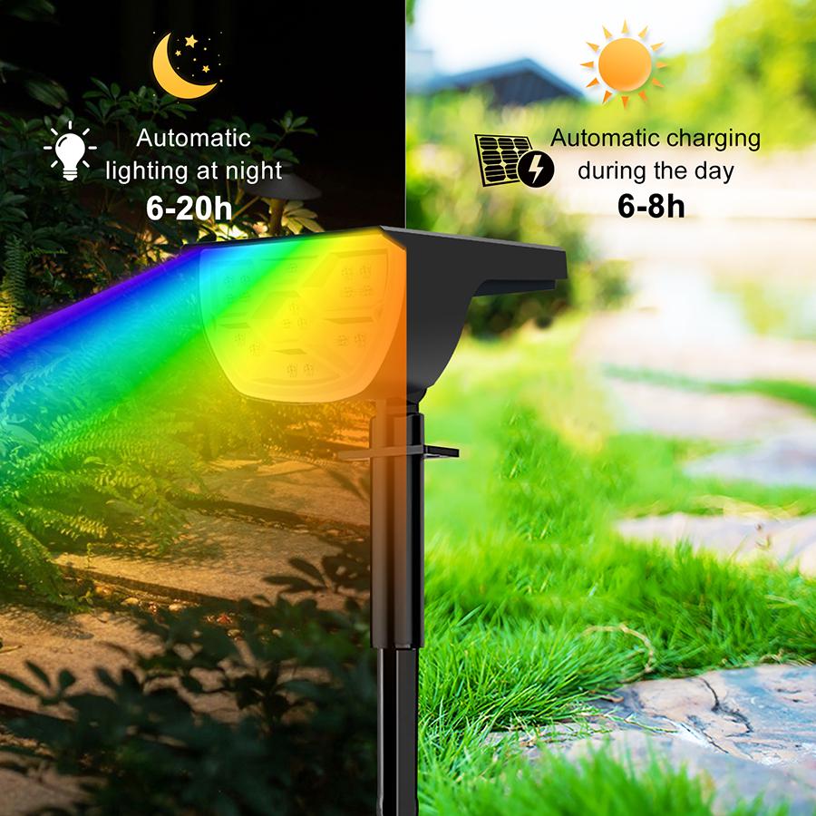 Solar Color Changing Spot Lights Outdoor Waterproof Colored RGB Solar Powered Landscape Lights For Yard Garden Lighting Decor